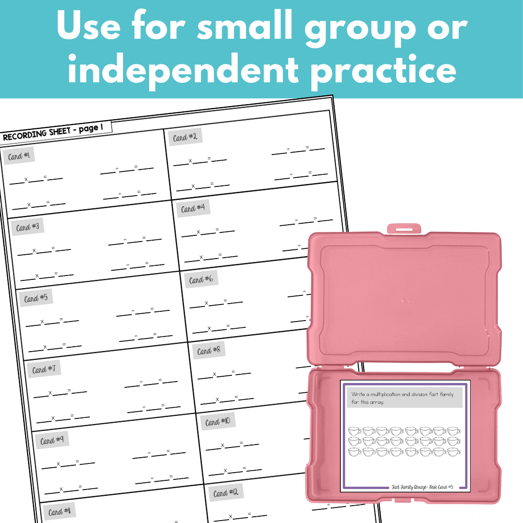 Multiplication and Division Fact Family Task Cards With Arrays
