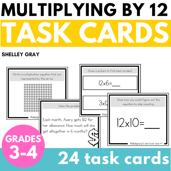 Multiplication Task Cards - x12 Multiplication Facts