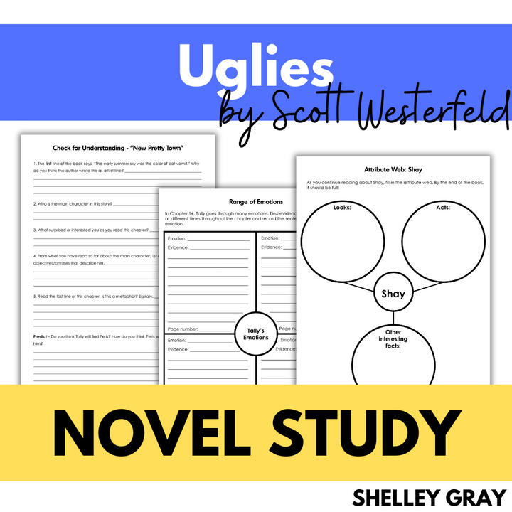 "Uglies" by Scott Westerfeld Novel Study; Comprehension and Graphic Organizers