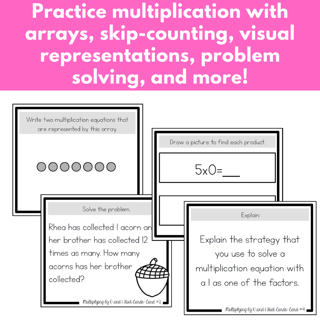 Multiplication Task Cards - x0 and x1 Multiplication Facts