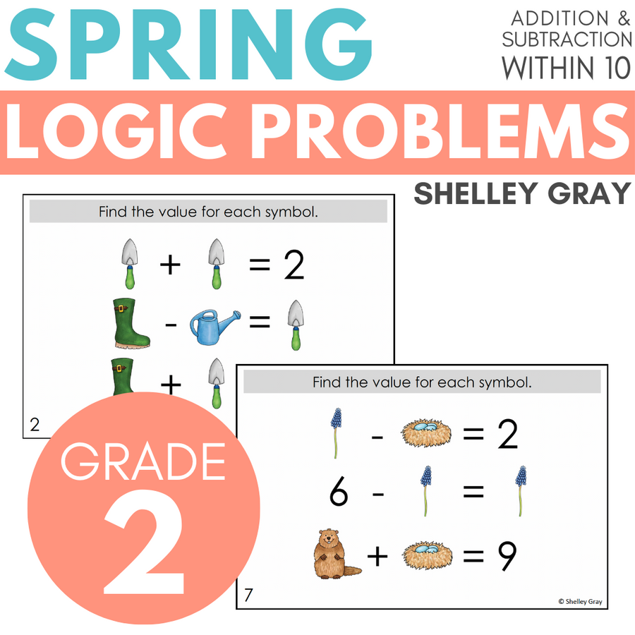 Spring-Themed Math Logic Problems, Puzzles for Addition & Subtraction ...