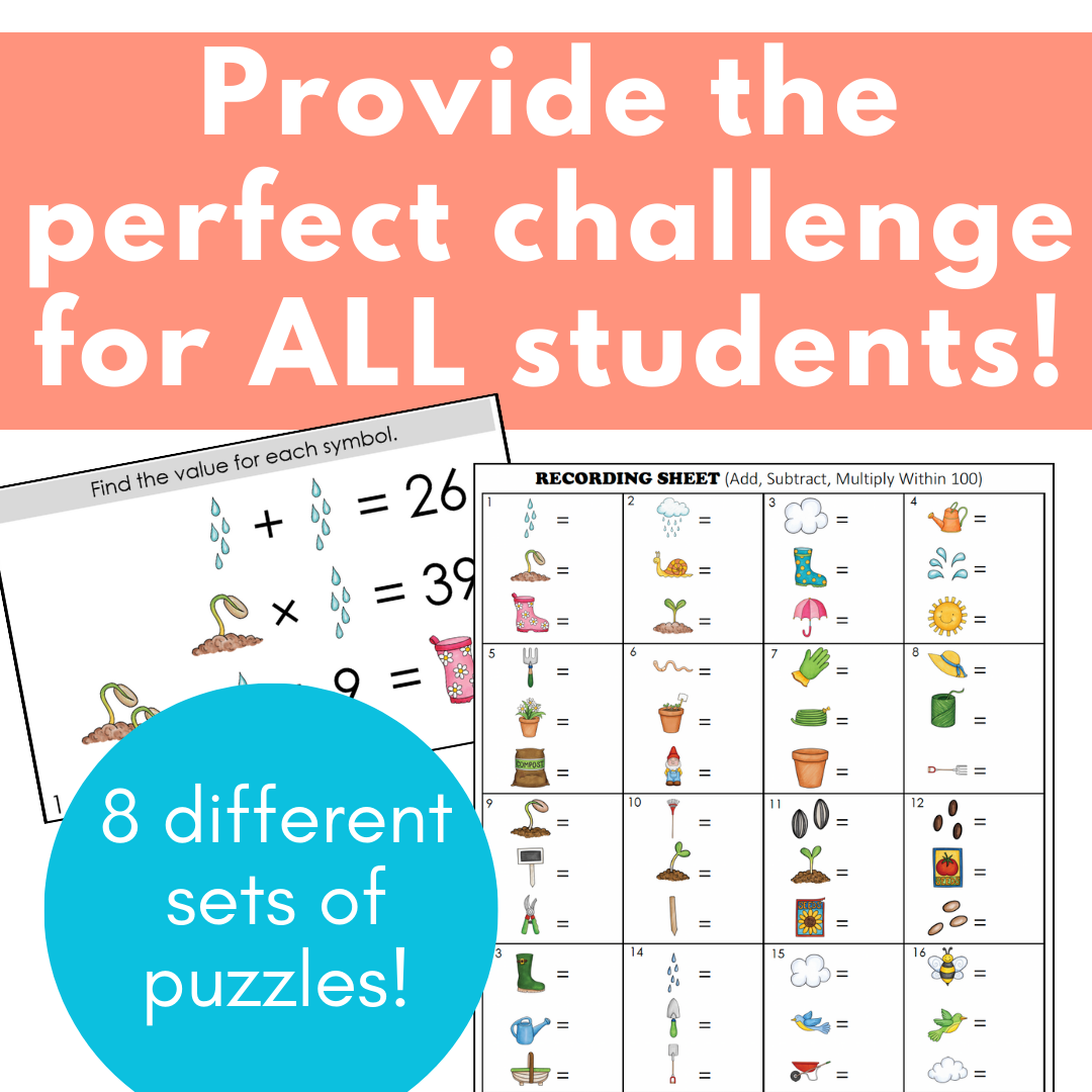 Logic Math Problem Packets Spring-Themed Math Logic Problems Bundle, Problem-Solving and Critical ...