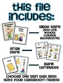 Image of Center Signs: colorful signs for your classroom learning centers