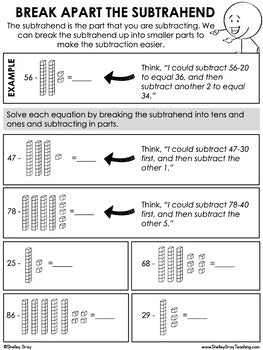 Break Apart Subtraction Strategy - Mental Math Strategies – Shelley ...