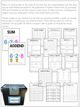 Image of Addition Strategies and Fact Fluency Station for 3rd Grade 