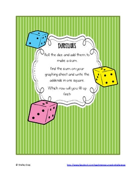 Image of FREE Addition and Graphing Dice Activity