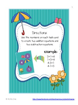Image of FREE Addition and Subtraction Fact Family Task Cards 