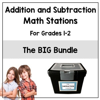 Main image for Addition and Subtraction Math Stations Bundle for Fact Fluency 1st and 2nd Grade