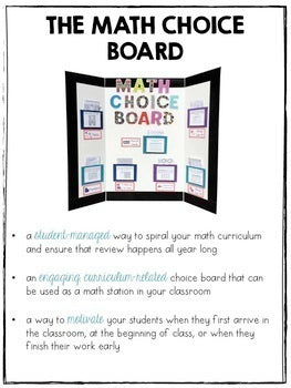 Image of Math Choice Board Grade 3 and Grade 4 Bundle
