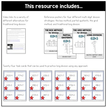 Image of Long Division Task Cards: 4-digit by 1-digit, no remainders