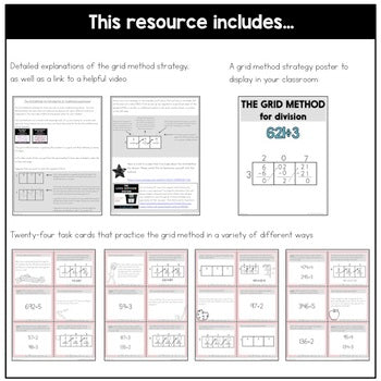 Image of Long Division Task Cards: The Grid Method