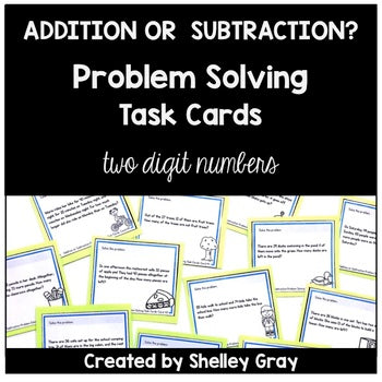 Main image for Addition or Subtraction Problem Solving Task Cards - 2-Digit