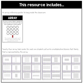 Image of Multiplication and Division Fact Family Task Cards With Arrays