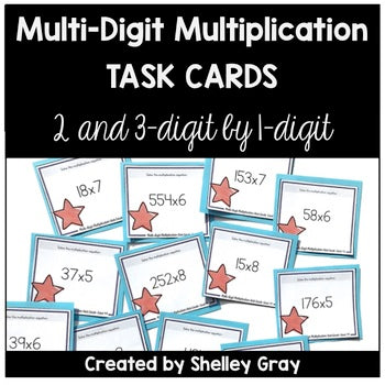 Main image for Multi-Digit Multiplication Task Cards  2 & 3-Digit by 2-Digit & Strategy Posters