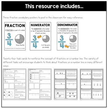 Image of Fractions on a Number Line Task Cards - Fraction Practice