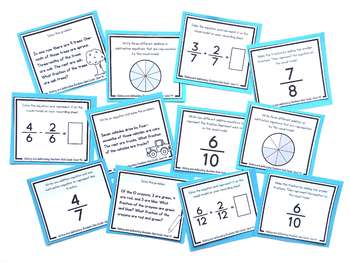 Image of Adding and Subtracting Fractions Task Cards - Fraction Practice