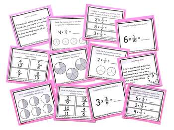 Image of Multiplying Fractions by Whole Numbers Task Cards - Fraction Practice