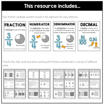 Image of Fractions and Decimals Task Cards - Fraction Practice