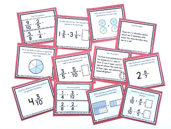 Image of Adding & Subtracting Fractions Task Cards - Improper, Mixed