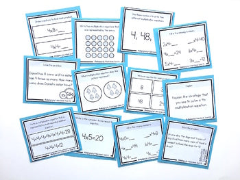 Image of Multiplication Task Cards - x4 Multiplication Facts