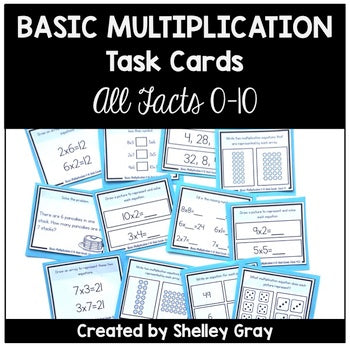 Main image for Basic Multiplication Facts Task Cards (For the 0-10 Facts)