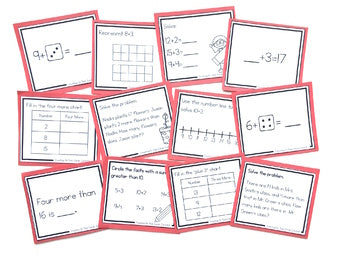 Image of Addition Strategy Task Cards: Counting On (Sums to 20) FIRST GRADE