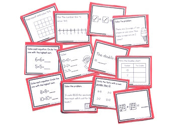 Image of Addition Strategy Task Cards: The Doubles (Sums to 24)
