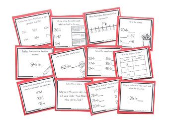 Image of Addition Strategy Task Cards: Plus One (Sums to 100) SECOND GRADE