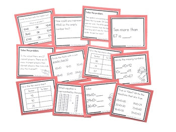 Image of Addition Strategy Task Cards: Plus Ten (Sums to 100) SECOND GRADE