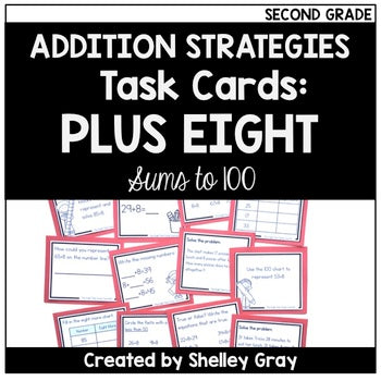 Main image for Addition Strategy Task Cards: Plus Eight (Sums to 100) SECOND GRADE