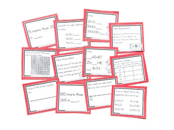 Image of Addition with Sums to 100 Task Cards: SECOND GRADE