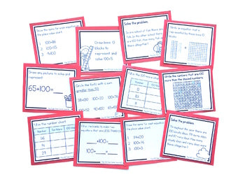 Image of Addition Strategies Task Cards: Plus 100 (SECOND GRADE)