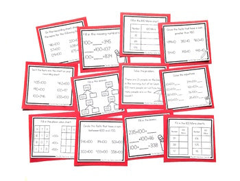 Image of Addition Strategy Task Cards: Plus 100 - Sums to 1000 (Third Grade)