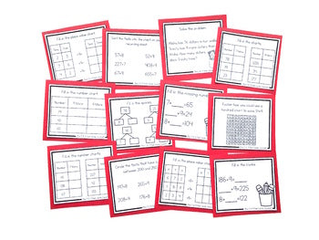Image of Addition Strategy Task Cards: Plus 7, 8, and 9 - Sums to 1000 (Third Grade)