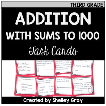 Main image for Addition With Sums to 1000 Task Cards (Third Grade)