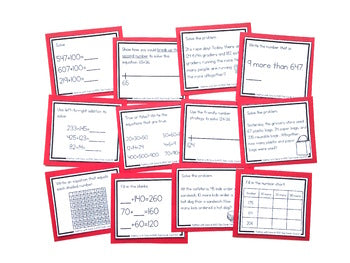 Image of Addition With Sums to 1000 Task Cards (Third Grade)