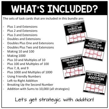 Image of Addition Strategies Task Cards: Fourth Grade Bundle (Sums to 10,000)