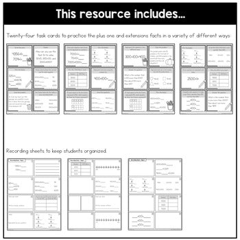 Addition Strategy Task Cards: Plus One and Extensions (Fourth Grade ...