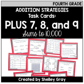 Main image for Addition Strategy Task Cards: Plus 7, 8, and 9 (Fourth Grade)