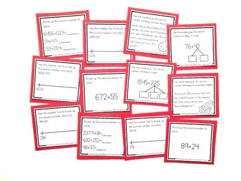 Image of Addition Strategy Task Cards: Breaking Up the Second Number (Fourth Grade)