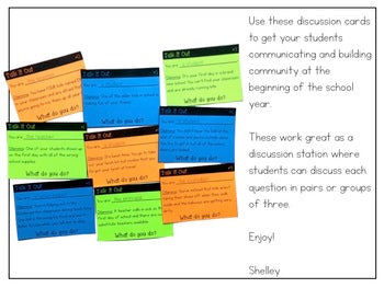Image of Back To School "Talk It Out" Discussion Cards for the First Week of School