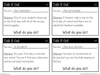 Image of Back To School "Talk It Out" Discussion Cards for the First Week of School