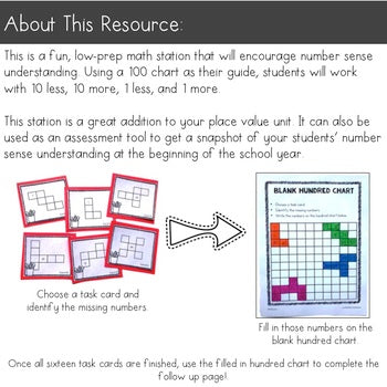 Image of Hundred Chart Math Station for Number Sense Using a 100 Chart