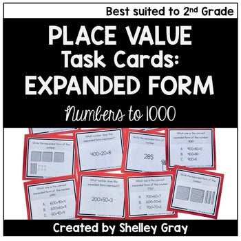 Main image for Expanded Form Task Cards for Place Value to 1,000 