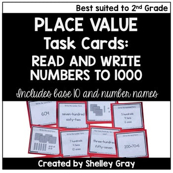Main image for Read and Write Numbers to 1,000 - Place Value Task Cards 