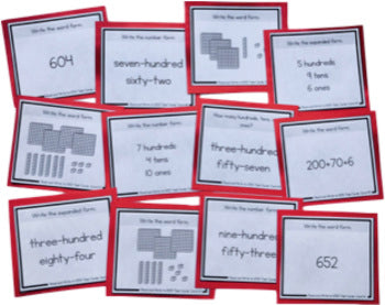 Image of Read and Write Numbers to 1,000 - Place Value Task Cards 