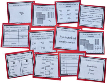Image of Place Value Task Cards - Numbers to 1,000