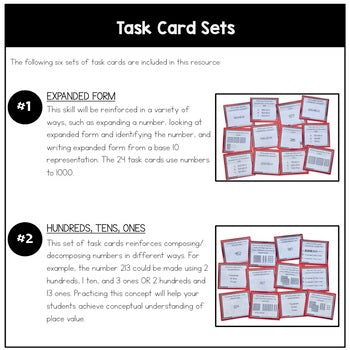 Image of 2nd Grade Place Value Task Cards - Numbers to 1,000