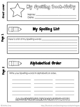 Spelling Activities Foldable Booklets Shelley Gray Teaching