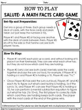 Main image for Math Card Game for Addition, Subtraction, Multiplication, Division - Salute